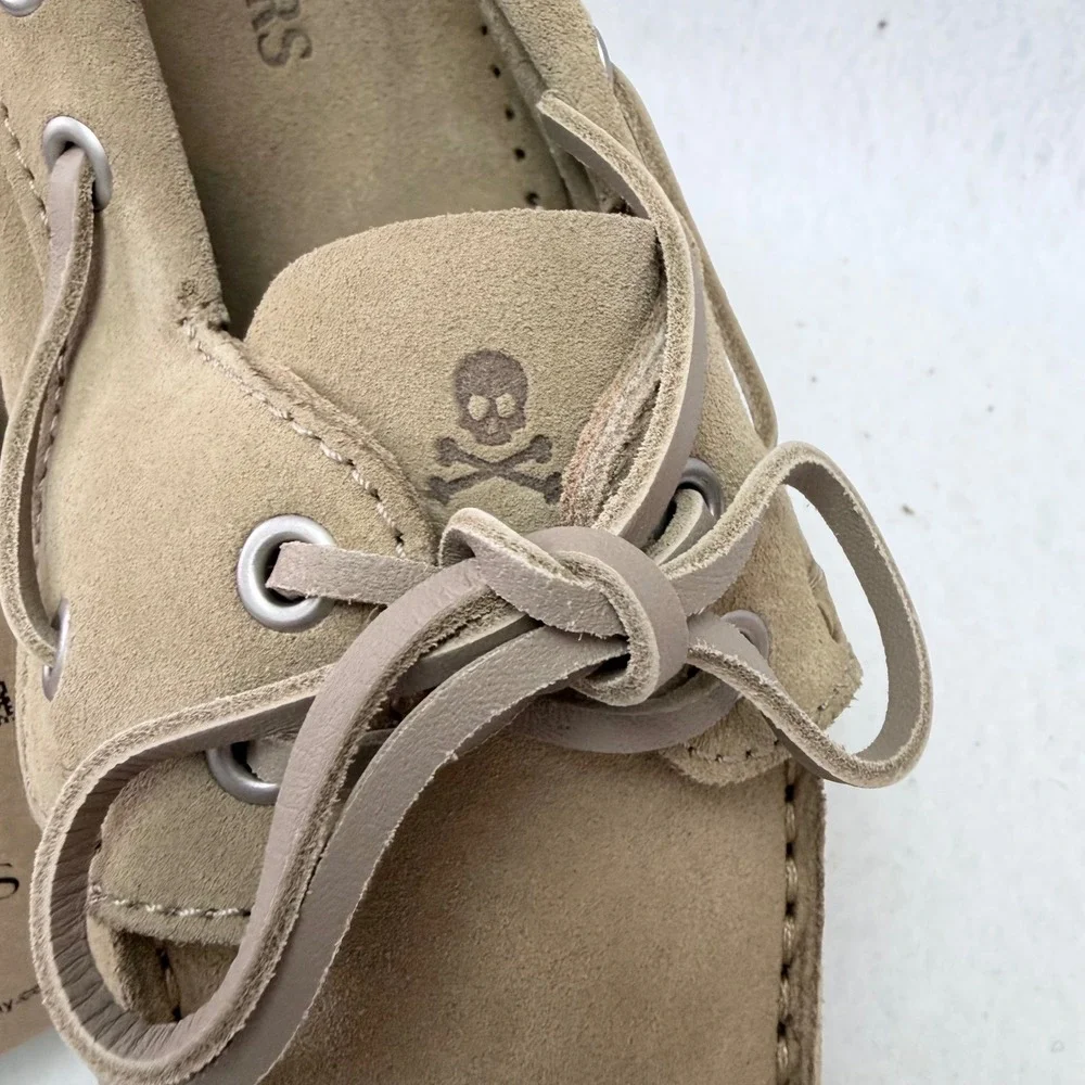 Scalpers Curiel Boat Shoes Beige Suede Leather Mens Size US 7 EU 40 57594 NIB